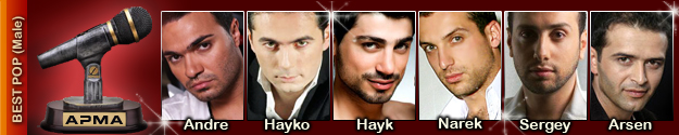 1st Armenian Pulse Music Awards Best Male Pop Artist Nominees
